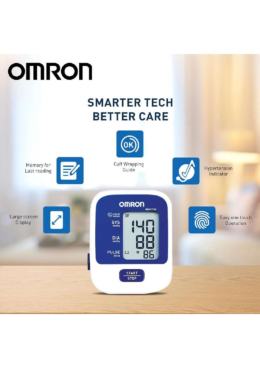 Omron Digital Blood Pressure Monitor for Upper Arm with Adapter | Accurate BP Machine for Home Use | Easy One-Touch | HEM 7143T-AIN