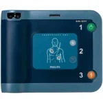 Philips HeartStart FRx AED Defibrillator front view, Portable Philips AED defibrillator device, Philips HeartStart FRx automated external defibrillator