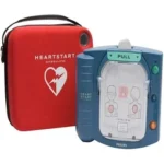 Philips HeartStart FRx AED Defibrillator front view, Portable Philips AED defibrillator device, Philips HeartStart FRx automated external defibrillator