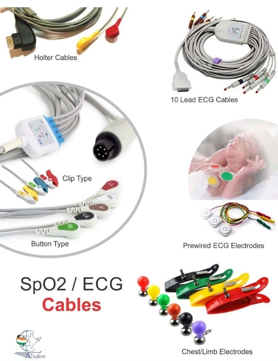 Ecg Cable with elecrodes All brands
