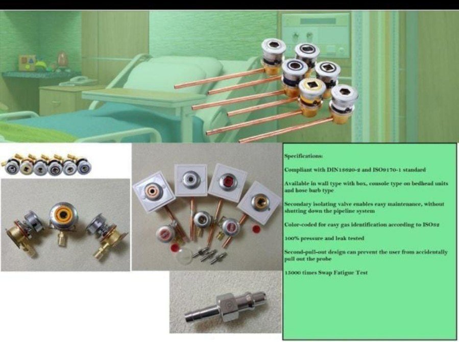 Oxygen flow pipeline accessories