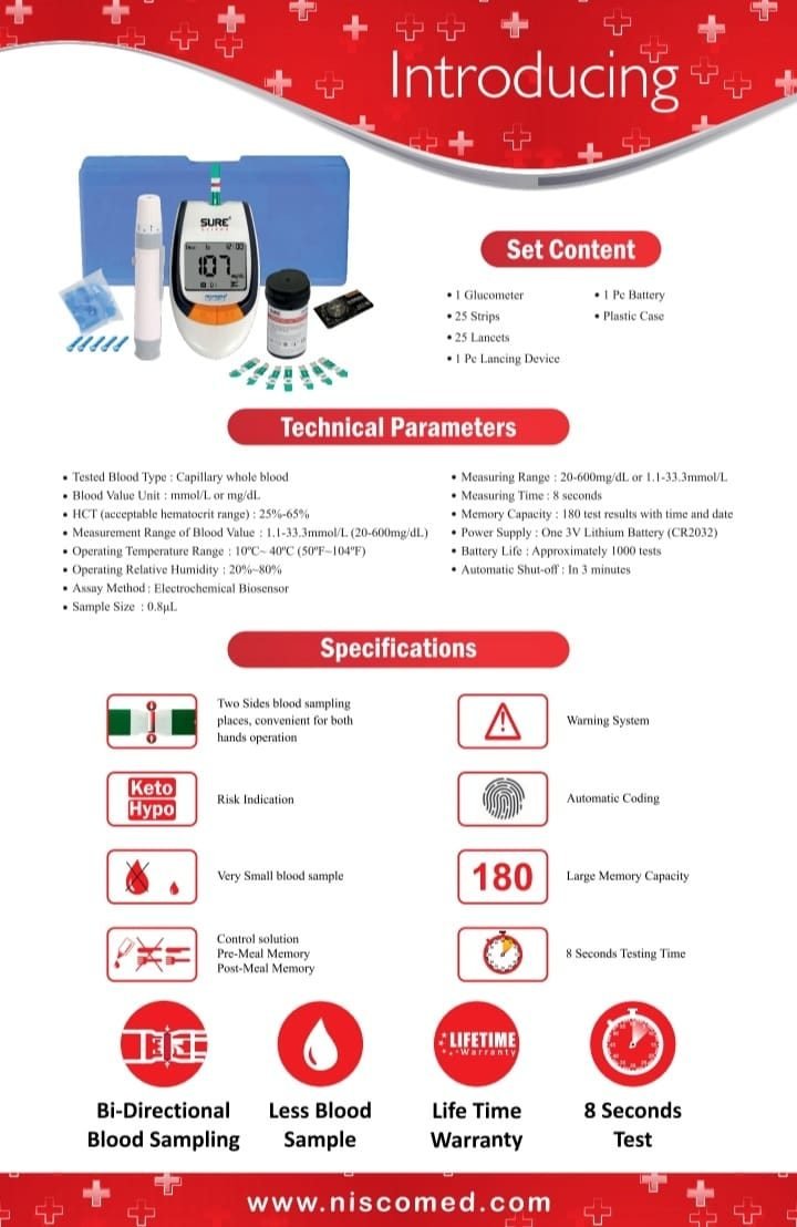Sure Screen Glucometer Complete Set (meter, 25 strips, 25 lancets)