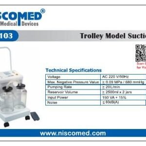 Niscomed SU-103 Electric Trolley Suction Machine, 2 x 2500 ml