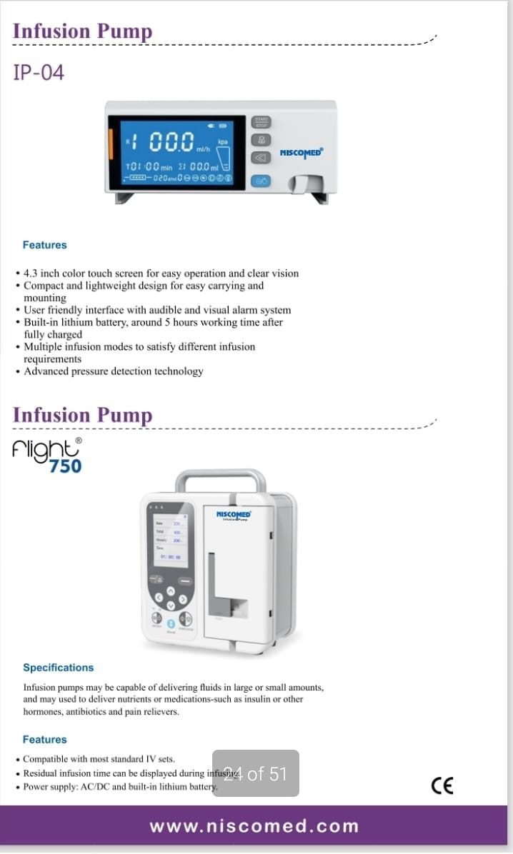 Niscomed IP-04 Infusion Pump, Touch Screen