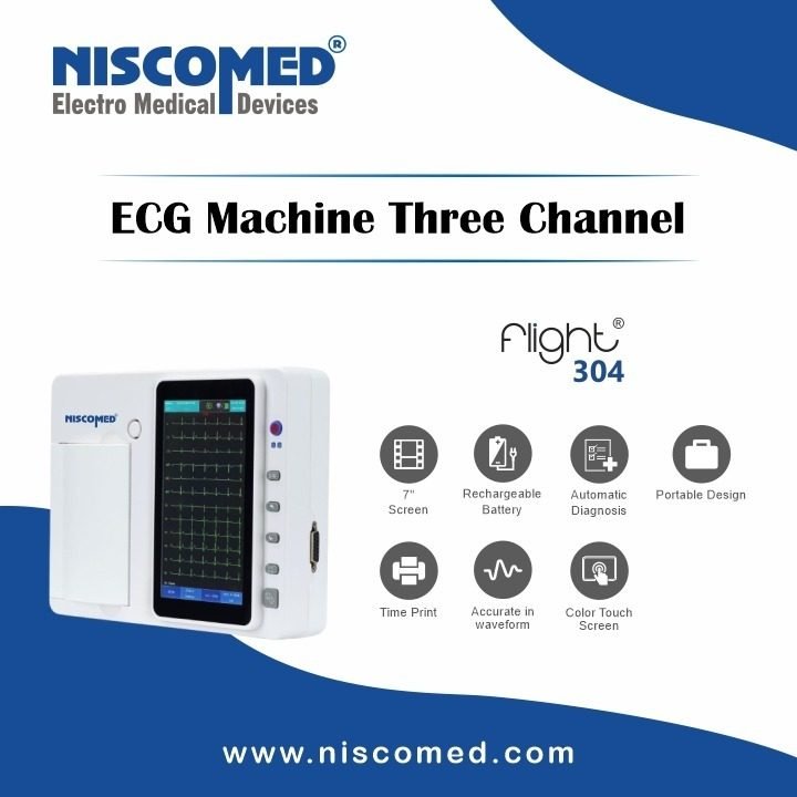Niscomed Flight 304 3 Channel ECG Machine, 7 inch Touch Screen (12-lead)