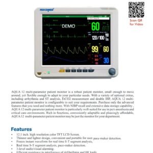 Niscomed Aqua 12 Multi Parameter Patient Monitor, 12.1 Inch, 5 Para