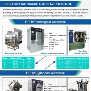 Horizontal HPHV Fully Automatic Rectangular Steam Sterilizer 2 X 2 X 4 Ft Double Sliding Door 450 L