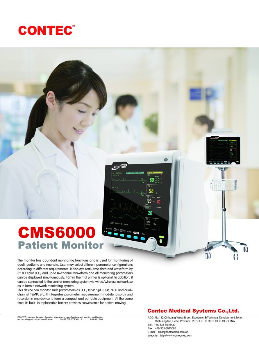 Contec CMS6000 8 Inch 5-Para Multipara Patient Monitor