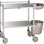 Dressing Trolley S.S 2 Shelves With Bucket And Basin 27x18 (Medasus 601-A)