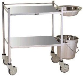 Dressing Trolley S.S 2 Shelves With Bucket And Basin 27x18 (Medasus 601-A)
